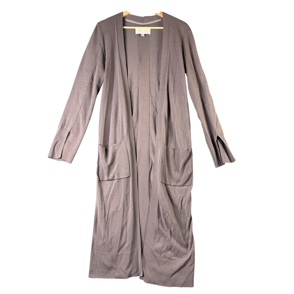 Brochu Walker Long Open Front Cotton Cardigan Duster Taupe Size XS Long‎ Sleeve